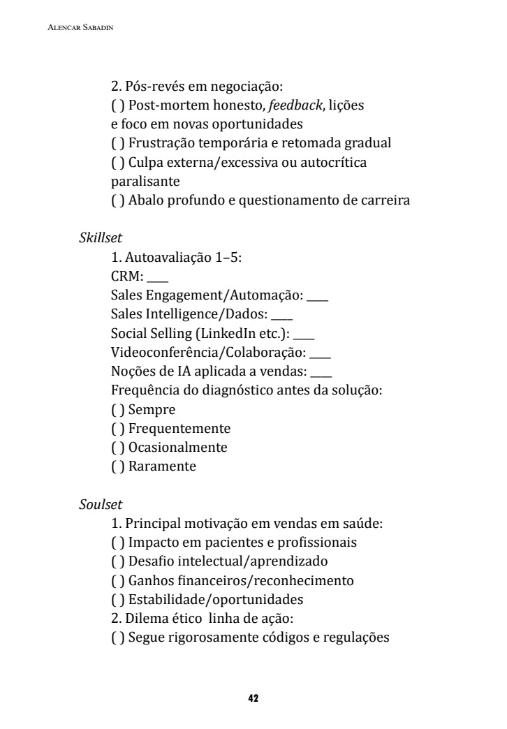 Página 42: autoavaliação de competências e mentalidade